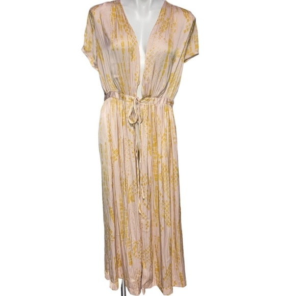 INTIMATELY Free People Silky Rose Gold & Yellow Maxi Dress Women’s Medium - Picture 1 of 6